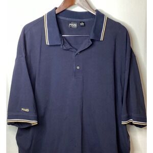 PING‎ Collection Mens Navy Blue Golf Polo Shirt with Striped Collar Size XL